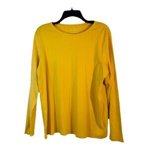 Talbots Woman The Talbots Tee 1X Yellow Long Sleeve Pima Cotton Top T Shirt